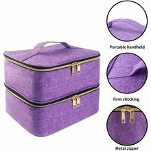 MX   Meichoon Organizador de transporte de esmalte de uñas Estuche de almacenamiento de 2 capas con compartimento ajustable para botellas gel herramientas de manicura Bolsa de maquillaje grande Morado - Morado - Ver 4