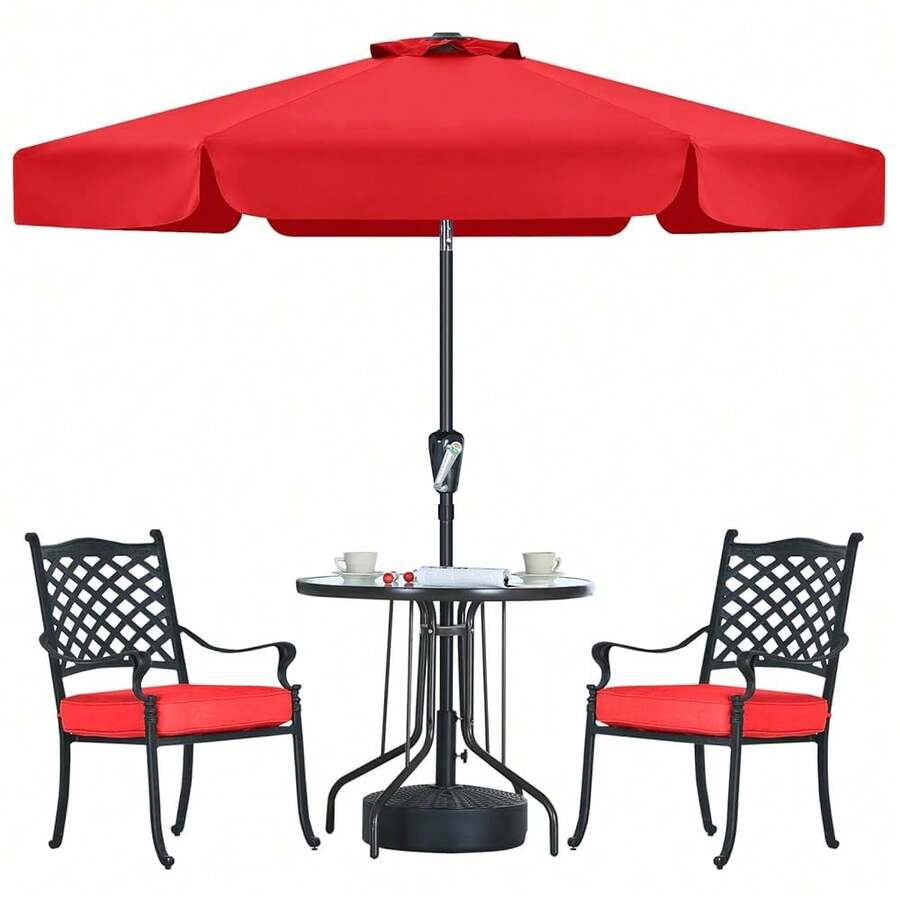 Valance Patio Umbrella For Outdoor Table Market (7.5ft, Red),7.5FT,Red - Red - View 1