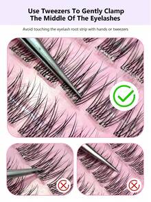 Asiteo 120片C型卷翘假睫毛，分段式内置粘胶条，逼真睫毛，适合初学者，日常佩戴，带粘胶条，可延长睫毛 - C - 查看 3