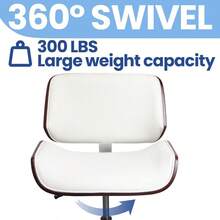 Gaming ChairsFohfurniture Silla de Tocador Silla de Escritorio con Ruedas de Madera Curvada Silla de computadora con tapicería de Piel sintética y Altura Ajustable Square Blanco - blanco - Ver 8