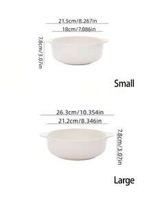 1个简约白色条纹双耳大碗，家用汤锅酸菜鱼碗，陶瓷餐具双耳大容量汤碗，水煮鱼碗，家用盛菜盘，方便面碗，客厅大容量水果盘 - 白色 - 查看 2