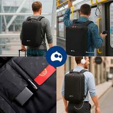 Bluelander Mochila para Laptop 44 * 29 * 15 cm, Mochila de Viaje con Puerto de Carga USB, Compartimentos Acolchados, Antisudor, Mochila Hombre y Mujer - albaricoque - Ver 6