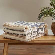 DII Manta Tejida de 100% algodón para Uso en Interiores y Exteriores, Camping, barbacoas, Playas, Manta Diaria, 50 x 60 Pulgadas, Rayas Tejidas(Indio Negro y gris) - 50*60 - Ver 7