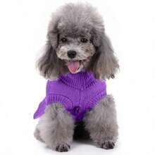 CHBORCHICEN Sueteres para perros pequeños sueter de punto para mascotas y gatos sudadera calida para perro ropa de invierno sueter para gatito S vestido rosado - Pequeño+Morado - Ver 3