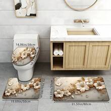 1pc/3pcs Luxury Elegant Platinum Flower & Butterfly Print Thick Bath Mat Set, Absorbent Non-Slip Doormat, Machine Washable, For Entrance, Kitchen, Living Room, Laundry Room, Bathroom, Room Decor - Multicolor - View 6