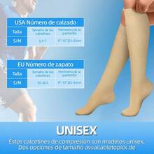 Medias de Compresion Muer y ore 6 Pares Calcs de Compresión Eláss de Algo Unisex Calcetines Largo 5-20 mg Socks Santieolicas Ves para Deportivos Correr ae Fitness - Beige6Pares - Ver 4