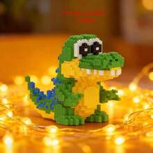 1100pcs Crocodile Model Building Blocks, Small Particles Interlocking Stacking Puzzle Toys, Handmade 3D Jigsaw, Cute Cartoon Animal Model | Creative Gift, Desktop Decor