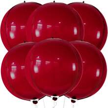 8pcs/Set. 22-Inch Large Red 4D Latex Balloons, Includes 6 Balloons, 1 Ribbon, And 1 Straw. Suitable For Birthday, Wedding, Family Gathering, Theme Party, Back To School, Graduation Party, Anniversary, Valentine's Day, New Year, Mother's Day And Other Occasions. - Burgundy - View 2