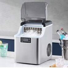 Máquina de hielo portátil de encimera, 20 kg/24 h, autolimpiable, con cesta para pala, para bar en casa - Plateado - Ver 9