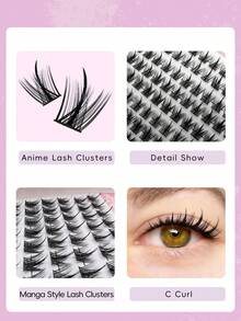 144 Pcs Lash Clusters DIY Eyelash Extensions Cluster Lashes Wispy Individual False Eyelashes C Curling10-14mm Thick Fluffy Eyelash Clusters Lash Clusters, Eyelash Clusters, Individual Eyelashes, Lashes, Fake Lashes - Black - View 5