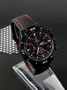 流行复古休闲时尚石英腕表，皮革表带，适合青少年和商务男孩