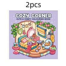 1 Stück Erwachsenen Malbuch | Gemütliche Ecke herzerwärmende Cottage Momente, entspannendes Malen zur Stressreduktion, Schulanfang, Schulmaterial