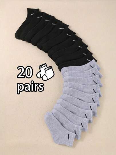 20 pares de calcetines de tripulación unisex con estampado del número "Seis Siete", calcetines deportivos divertidos con gráfico de meme 67, calcetines sólidos de color negro y gris casual para adolescentes, estudiantes, ropa urbana y regalos de fiesta