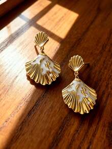 1 Set European And American Style Versatile Exaggerated Conch Necklace Set For Beach Vacation - Leopard Print Conch Necklace Set - View 18