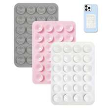 4个/套 硅胶吸盘手机支架，防水粘性底座，适用于大多数手机，自拍视频通用指环支架，黑色/白色/紫色/橙色；2个/套 黑粉色/白色