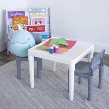 Gaming ChairsHumble Crew - Juego de 2 mesas de plástico para borrado en seco Mesa Blanca y sillas Grises 20 x 20 x 17 Pulgadas 12 x 11 x 18 Pulgadas - Mesablancaysillasgrises - Ver 2
