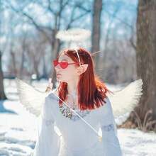Cupid Costume Set With Angel Wings Bow Arrow Headband And Glasses Valentine Costume Accessories For Wedding Birthday Performance Supplies