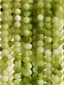 38cm Green Lustre Natural Angel Stone Loose Beads For Jewellery Making-4mm/6mm/8mm/10mm Natural Stone Smooth Round Beads Suitable For DIY Necklaces, Bracelets And Other Jewellery. Spacer Beads For Jewellery Making - Multicolor - View 9
