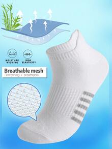 4 Pairs Women's Bamboo Fiber Mesh Breathable Short Socks, Striped Moisture-Wicking Casual Ankle Socks, Non-Slip Summer New Style - Multicolor - View 3