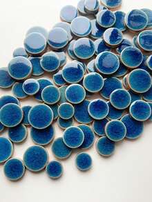100g/3.53oz DIY Mosaic Tiles, Ice Crackle Effect Multiple Colors, Round Floral Pattern Tiles, Suitable For DIY Crafts, Creative Art Glass Mosaic, Jewelry Making And Home Decor - Multicolor - View 13