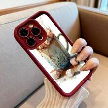 Cubierta de telefono con borde negro diseño taza de cafe derramado con azucar en cubos para iPhone 14 Pro Max estilo casual para uso diario - Blanco - Ver 6