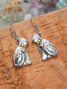 1 Pair Pretty Cat Drop Earrings For Women For Wedding Engagement Anniversary Party Jewelry Valentine's Day Gift
