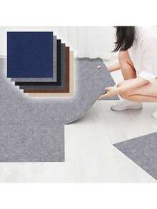 Alfombra autoadhesiva cuadrada 60*60cm Peel Stick pegatina extraíble alfombrillas para DIY muebles para el hogar azulejos pasillo interior - Gris - Ver 4