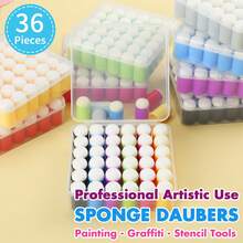 36PCS Sponge Daubers With Storage Case - Applicator For Stenciling, Sponging, And Detailed Effects - Multicolor - View 1