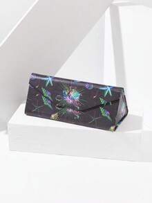 1pc Solid Color Leather Foldable Eyeglasses Case, Suitable For Daily Use - Multicolor - View 3