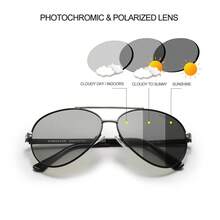 KINGSEVEN 时尚眼镜，男士飞行员款光致变色合金全框驾驶眼镜 - A - 查看 4