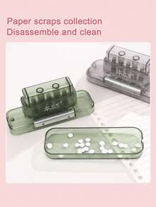 Transparent 5 Hole Punch, Suitable For Desktop Organizing, Notebook File Binding, Back-To-School Office Stationery - Multicolor - View 9