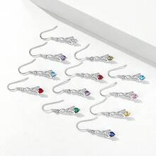 ChicSilver Sparkling Heart Birthstone 925 Sterling Silver Celtic Knot Dangle Hook Earrings (With Gift Box) - G:七月生辰石-人造紅寶石 - 查看 9
