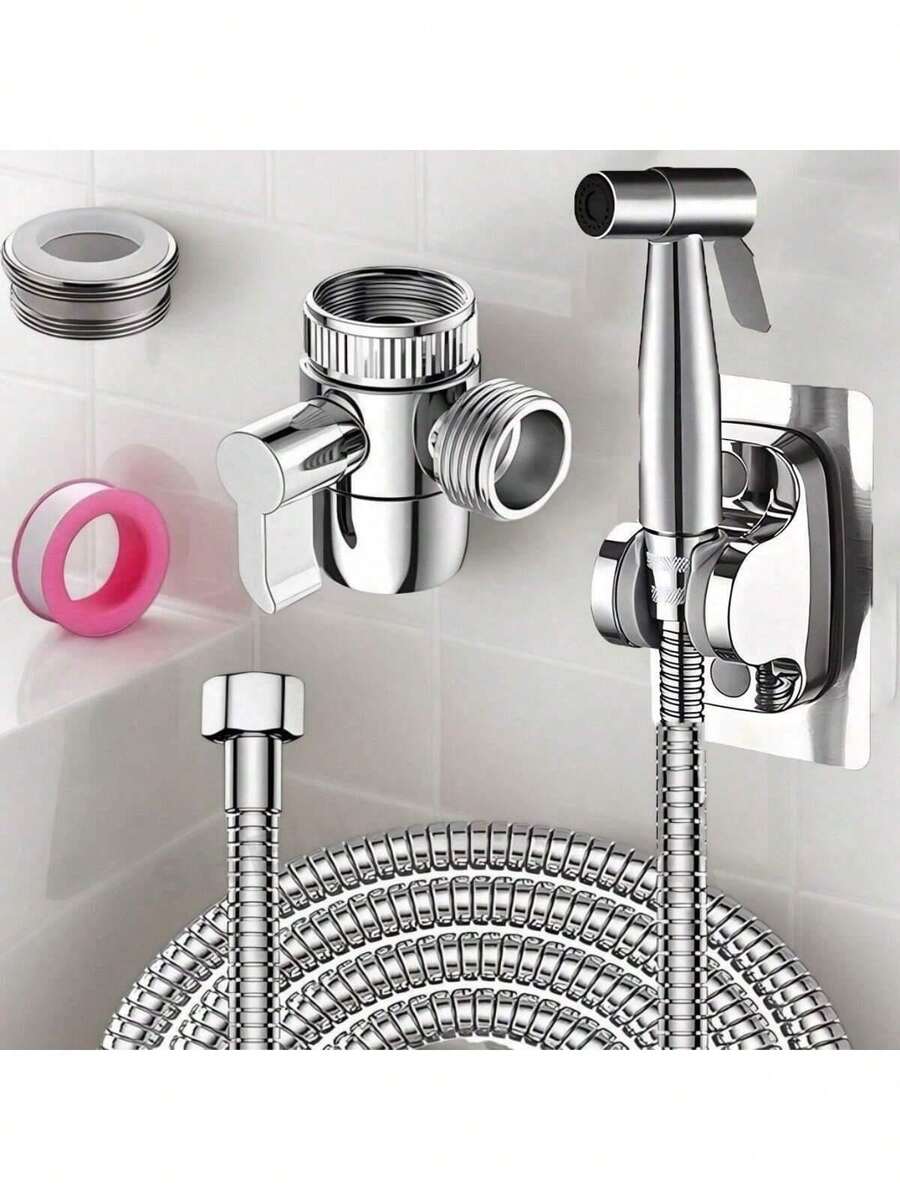 Stainless Steel Bidet Sprayer Set, Toilet Bidet Sprayer With Holder, Bidet Attachment Set Bathroom Bathroom Accessories Bathroom Tools - Silver - View 1