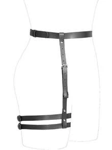 Multicolor Leather Harness Belt For Women - Adjustable Body Harness With Leg Straps - Festival, Rave, Gothic Fashion Accessory - Black - View 6