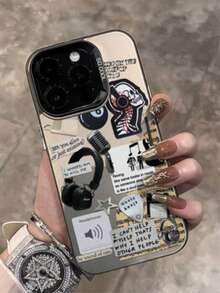 1pc Rock Music Element Pattern Phone Case, Shockproof Creative Matte Frosted Phone Cover, Holiday Gift For Kids, Compatible With IPhone 7/8/X/XS/XR/11/12/13/14/15/16 Pro Max, A33(5G)/A32(4G)/A52(5G 4G)/S20FE/S21FE/A14(4G 5G)/S23/S23 PLUS/S23 ULTRA/S23 FE/A55 5G/S24/S24 PLUS/S24 ULTRA/A05/A05, Fashionable And Durable Design - Multicolor - View 1