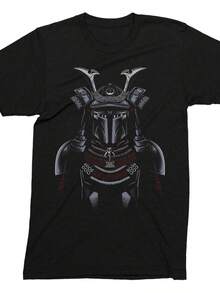 Mandalorian Samurai Unisex T-Shirt Adults Kids Fun Themed Men39s Shirt 100 Cotton Soft Feel T-Shirts - 黑色 - 查看 1