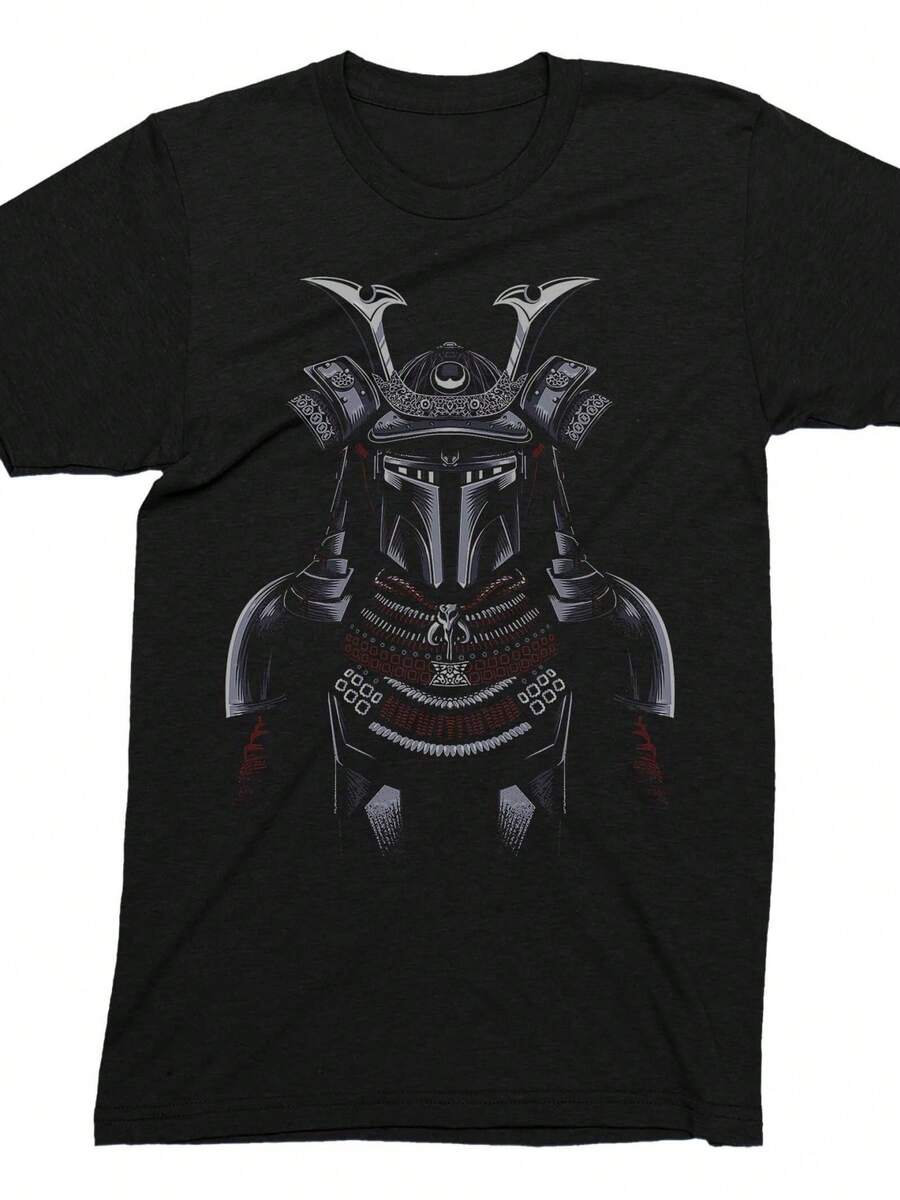 Mandalorian Samurai Unisex T-Shirt Adults Kids Fun Themed Men39s Shirt 100 Cotton Soft Feel T-Shirts - 黑色 - 查看 1