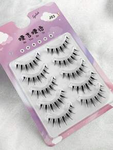 5 pares de pestañas postizas de estilo manga, pestañas falsas de visón, pestañas de anime de aspecto natural, pestañas postizas de doble párpado agrandadas, herramienta de maquillaje de cosplay, pestañas postizas naturales y esponjosas para uso diario y citas - Pestañas Spiky Manga - Ver 6