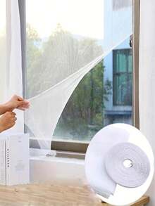 1 Roll Self-Adhesive Window Screen, [Quick DIY Anti-Insect Net] Adjustable Mesh Curtain, Free DIY Hooked Window Net, Quick Installation, White, Prevent Insects Entry, Window Mosquito Net, Anti-Mosquito Screen, Invisible Black Fiberglass Mosquito And Fly Net, Magic Tape Anti-Mosquito Screen Self-Installed Invisible Home Use Self-Adhesive Window Curtain No Drilling Required - Black - View 3