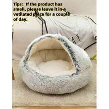 Warm Plush Hooded Cat Bed - Snug Shell-Shaped Pet Cave For Indoor Cats And Small Dogs,Available In Pink And Gray - Pink - View 4