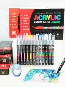 260/240/168/120/84/60/36 Colors Acrylic Paint Marker Pen Set, Waterproof, Durable, Fade-Resistant, Suitable For Painting, Illustration, Handicrafts, DIY Projects On Paper, Fabric, Wood, Stone, Plastic, Glass, Ceramic, Pumpkin, For Children And Adults