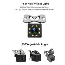 1个高清车载摄像头，通用可调外置，带8个LED灯，夜视倒车后视摄像头，倒车时可显示清晰图像，使驾驶更安全。