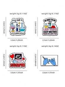 1/4 piezas Serie de profesión médica Broche de aleación de zinc, Hebilla de cinturón de equipo de laboratorio Decoración de mochila Insignia - Multicolor - Ver 8