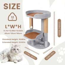 Kitty Oasis - Mini torre de arbol para gatos ajustable de 23.6 pulgadas con postes de rascar perchas de felpa y bola de juguete ideal para Munchkin y gatitos - como en la foto - Ver 4