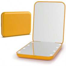 Kintion - Pocket Mirror LED Mirror With 1X/3X Magnification Compact Mirror With Light Handheld Folding Pocket Mirror Compact Mirror With Light For Gift Pink Color. - Amarillo - View 3