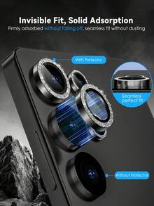 1 Set Camera Lens Protection Film, Compatible With Samsung Galaxy S25 Ultra S25 25 PLUS S24 Ultra S24 S24 PLUS S23Ultra S23 S23 PLUS, High-Definition Tempered Glass Aluminum Alloy Lens Ring, Rear Screen Camera Cover Film Compatible With A14 A15 A16 A36 A55 A54 A25 Lens Protection Case Applicable To Daily Shield - Black - View 5