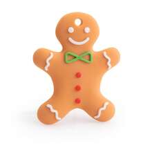 Mordedor de silicona hervida de grado alimenticio, forma navideña, juguete de dentición de silicona anti-mordida para bebés - Papá Noel está bronceado - Ver 2