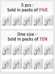 20pcs Strong Adhesive Clear Wall Hooks - Casual Style, Easy To Install, No Drilling Required, Plastic Heart Shaped Utility Hooks For Kitchen And Bathroom - Square - View 8