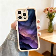 Cubierta de teléfono con diseño de ondas estelares en tonos púrpura y azul oscuro para iPhone 14 Pro Max funda protectora elegante para uso diario y viajes - Café integral - Ver 4