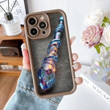 Cubierta de telefono con borde negro diseño cristalino iridiscente para iPhone 14 Pro Max funda protectora elegante y moderna ideal para uso diario y ocasiones especiales - Burdeos - Ver 5